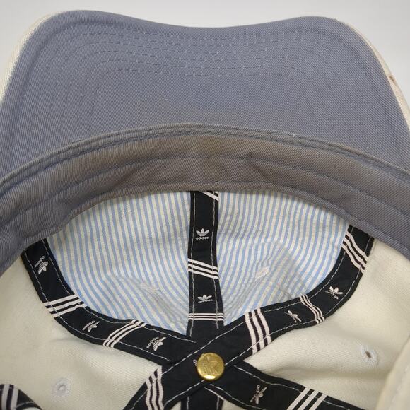 Adidas Slideback Hat White One Size Adjustable Embroidered Trefoil Cotton - Picture 8 of 9